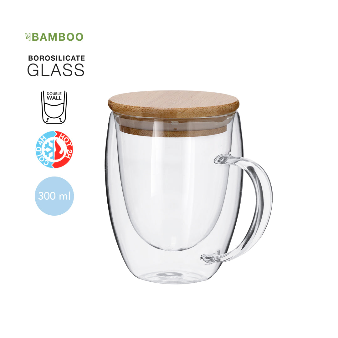 Tasse thermique transparente à double paroi de 300 ml Helmar