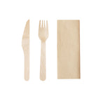 Set de couverts écologiques 3-en-1 en bois naturel avec serviette, certifié FSCTM Kumix