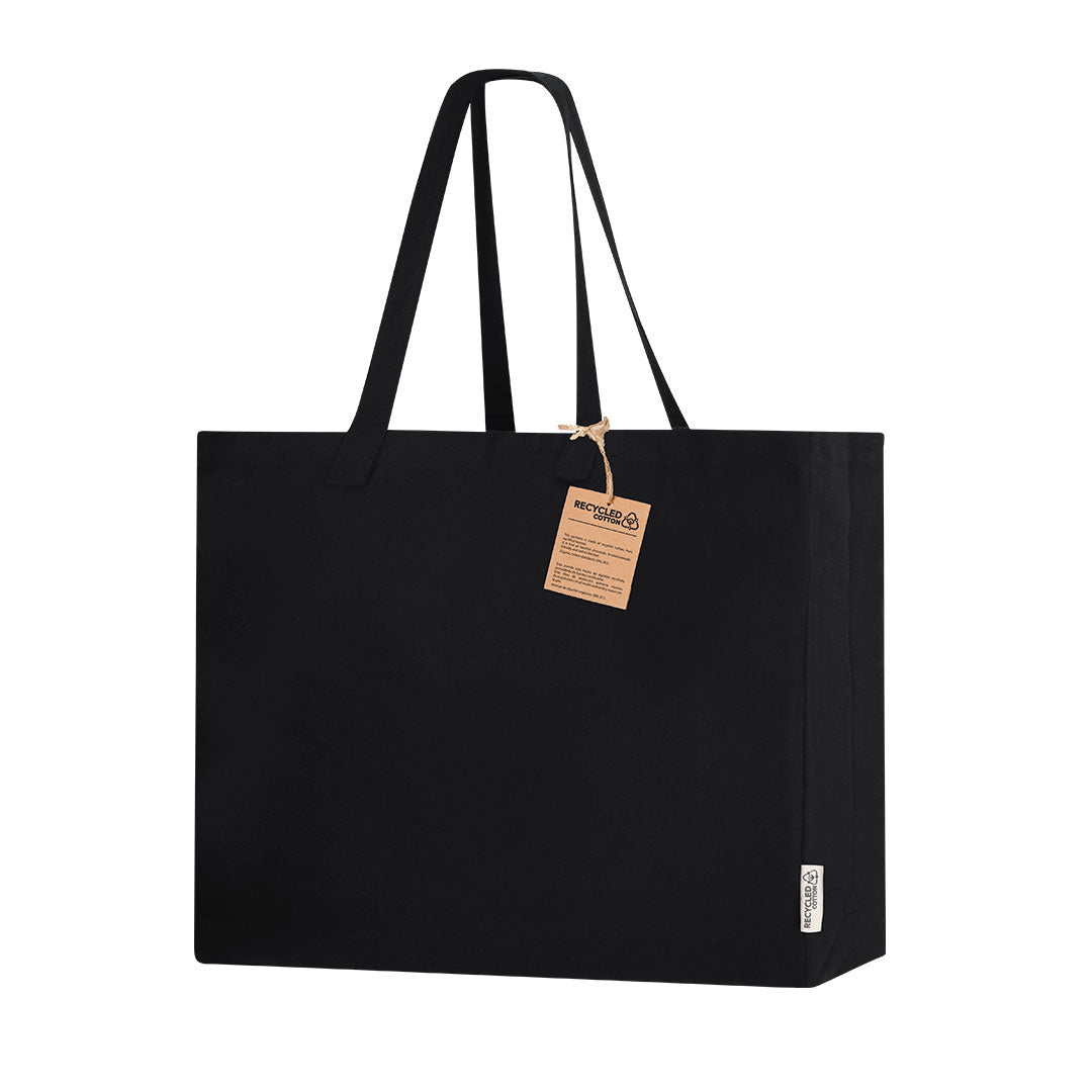 Sac caba noir 10kg en coton recyclé résistant de 300g/m2 Lilan