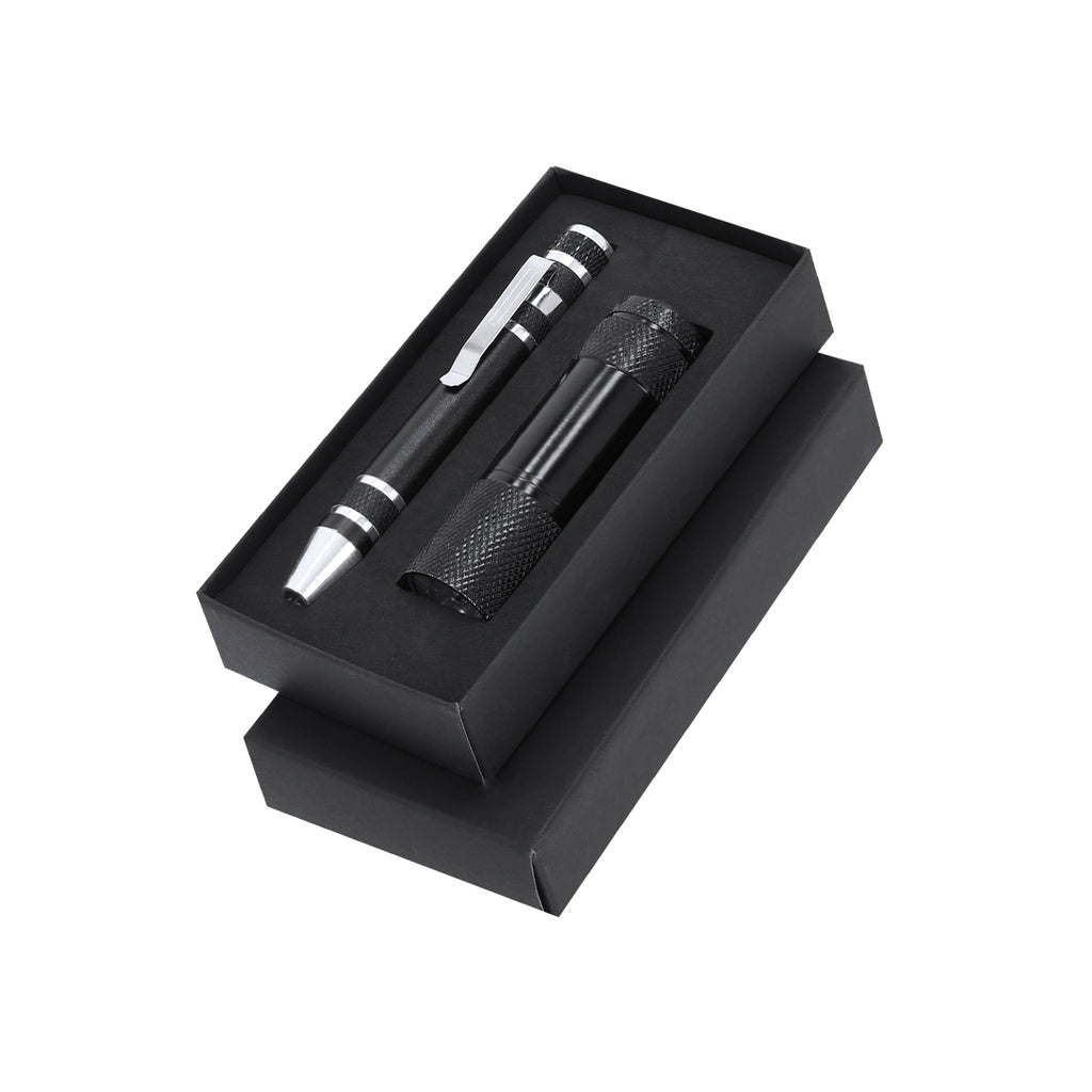 Set d'outils multifonction avec lampe de poche et tournevis en aluminium Lipan