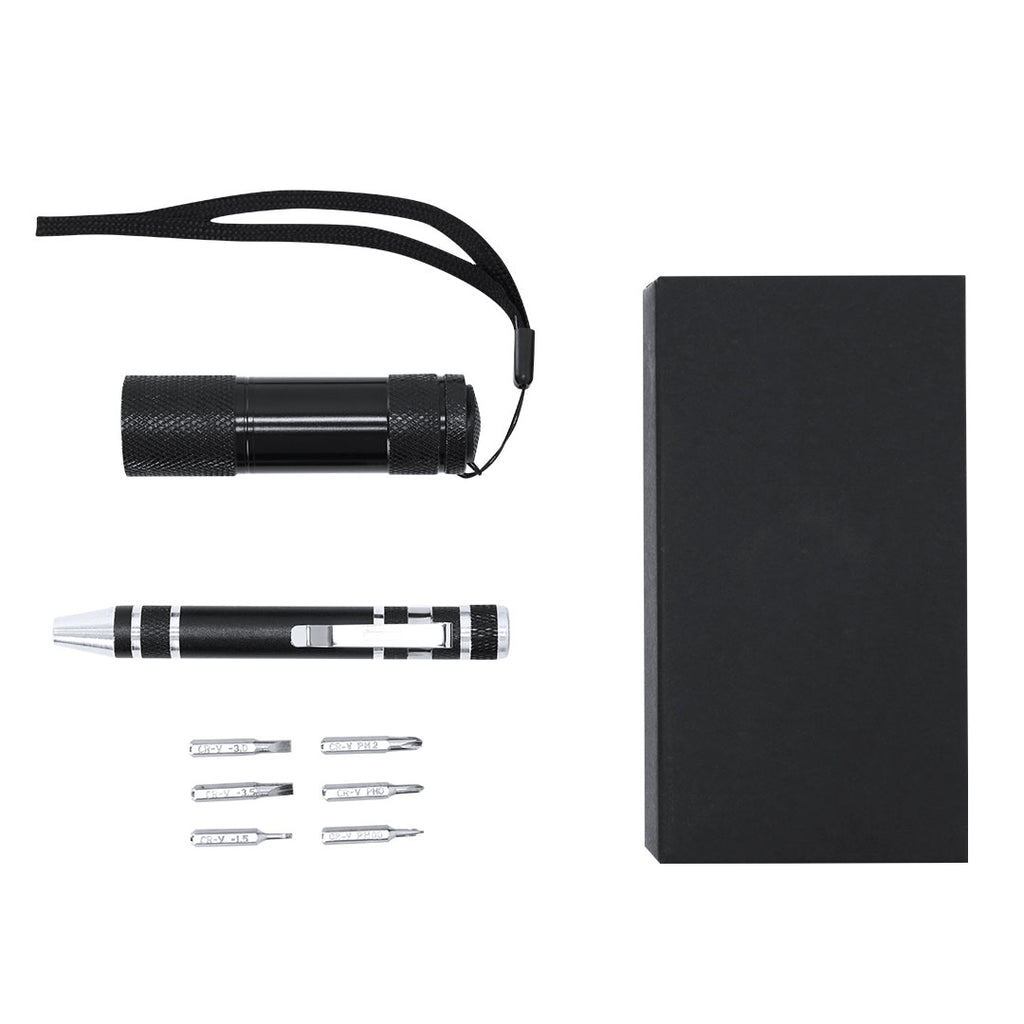 Set d'outils multifonction avec lampe de poche et tournevis en aluminium Lipan