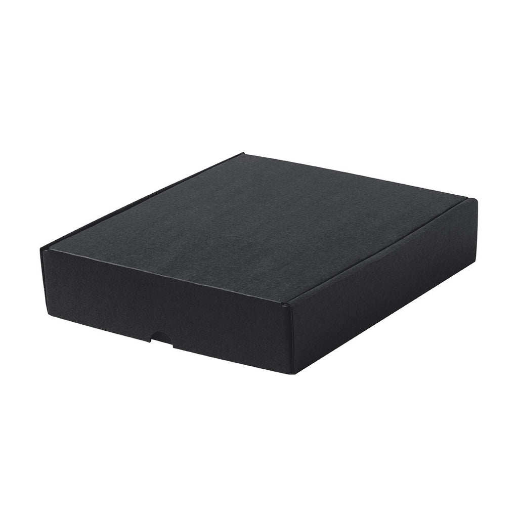 Boîte de présentation de taille moyenne fabriquée en carton ondulé de couleur noire Mexar