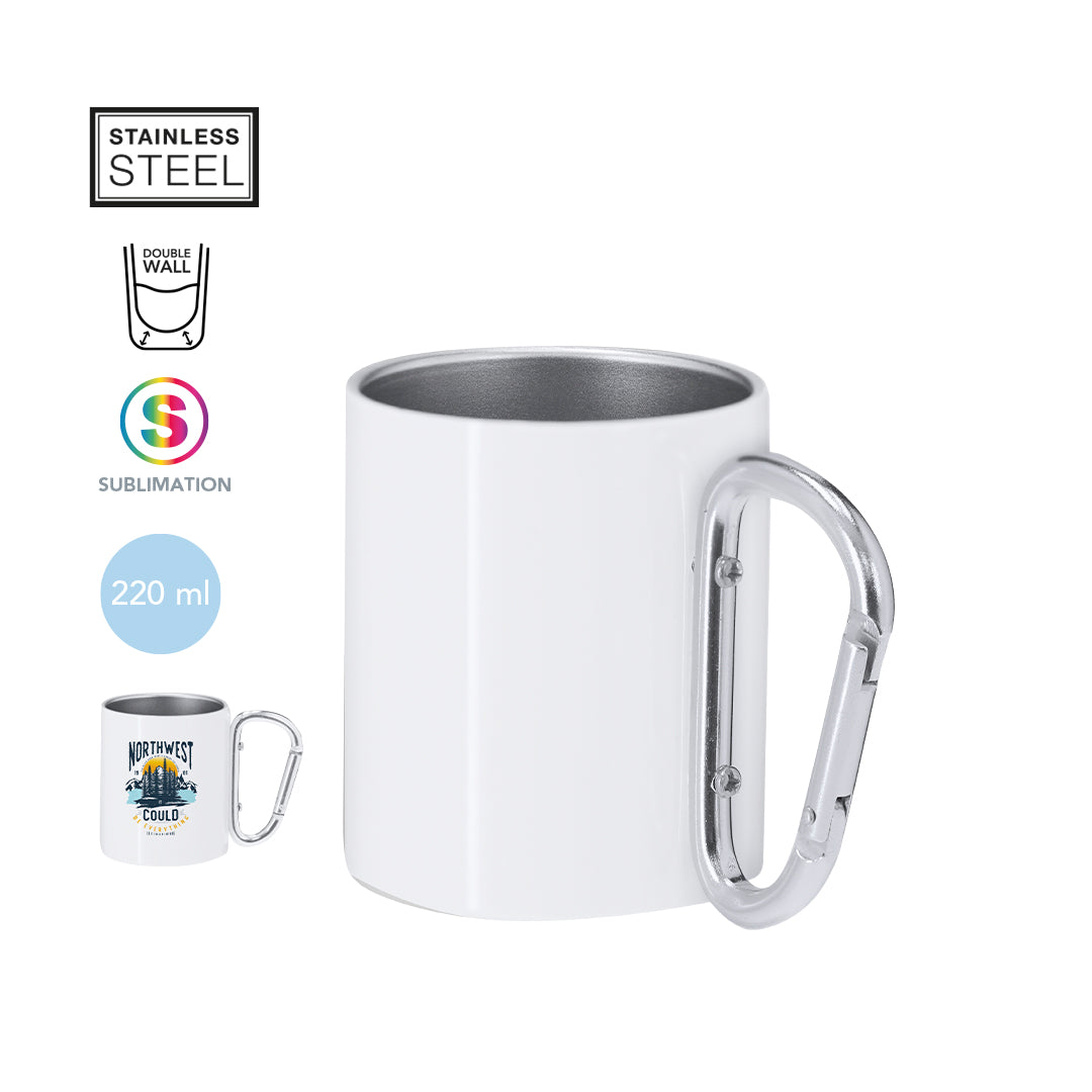 Tasse en acier inoxydable de 220 ml, avec un corps en finition métallique blanche Beesbur