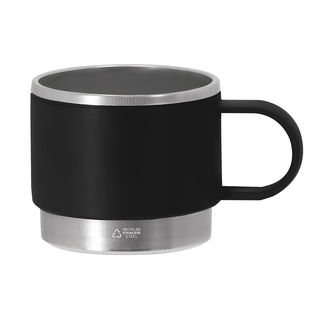 Tasse 140 ml en PP recyclé, combinée avec base en acier inoxydable recyclé Blakent