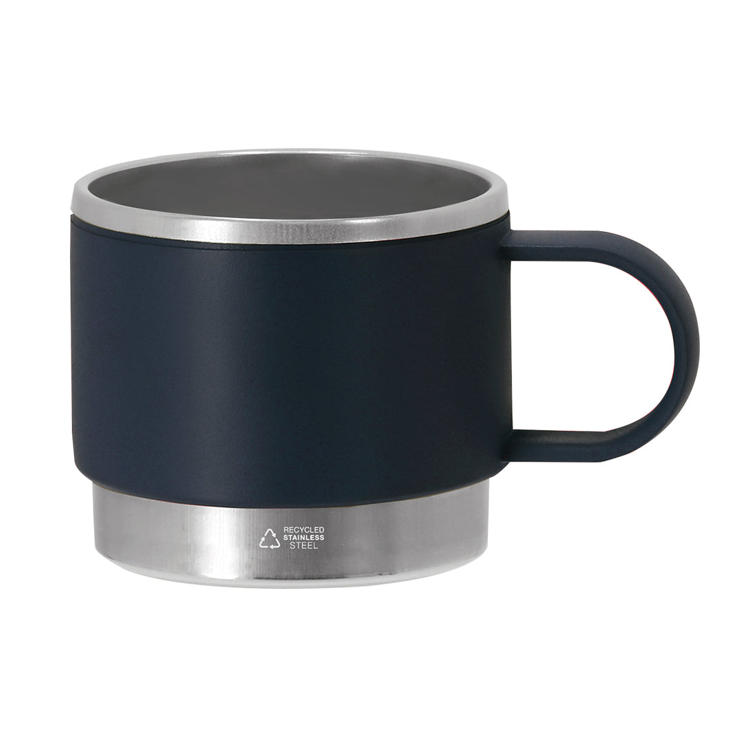 Tasse 140 ml en PP recyclé, combinée avec base en acier inoxydable recyclé Blakent