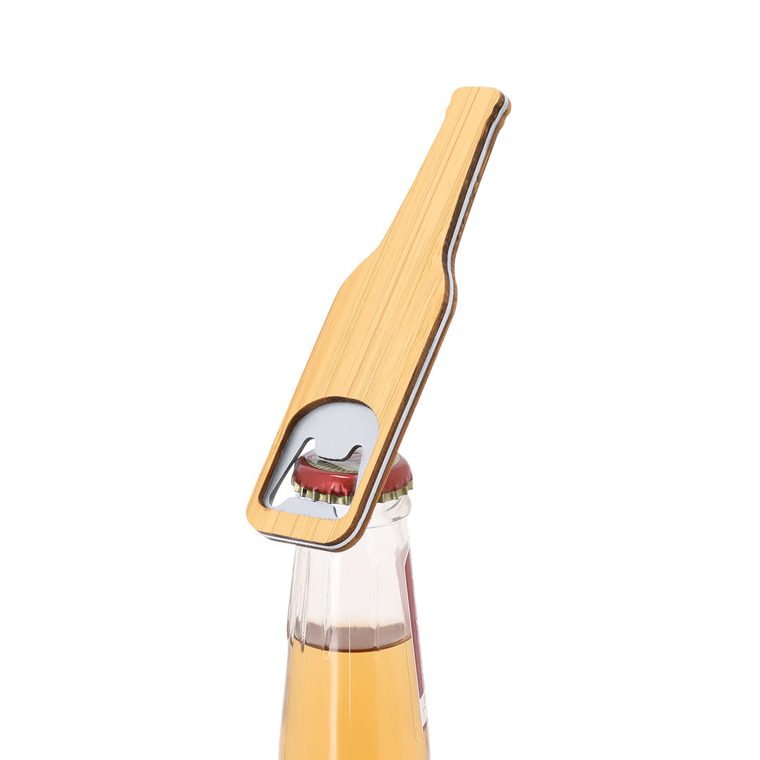 Ouvre-bouteille avec design de bouteille en bambou et métal Ceryon