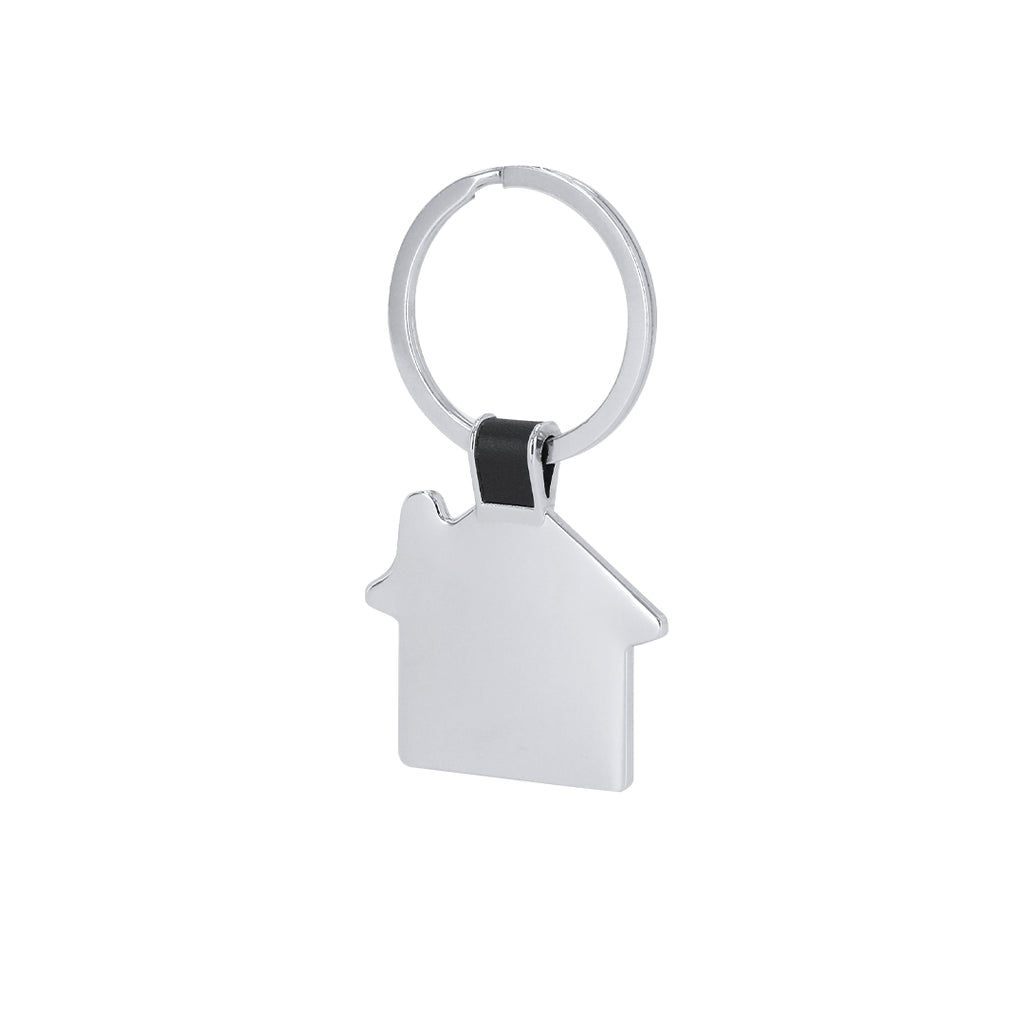 Porte-clés en métal avec design maison et détail en couleur noire Nyrella