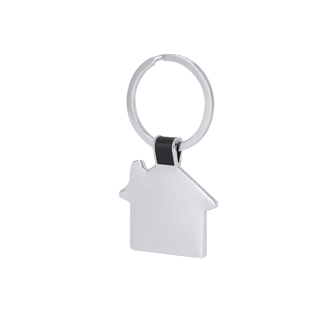 Porte-clés en métal avec design maison et détail en couleur noire Nyrella