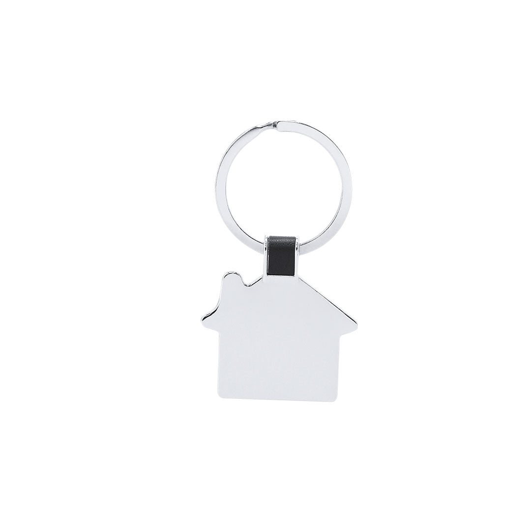 Porte-clés en métal avec design maison et détail en couleur noire Nyrella