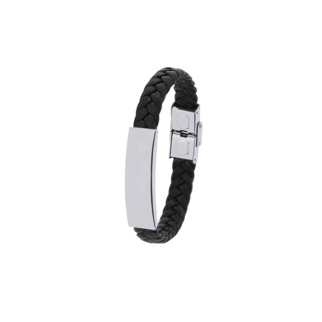 Bracelet en simili cuir noir Mubark