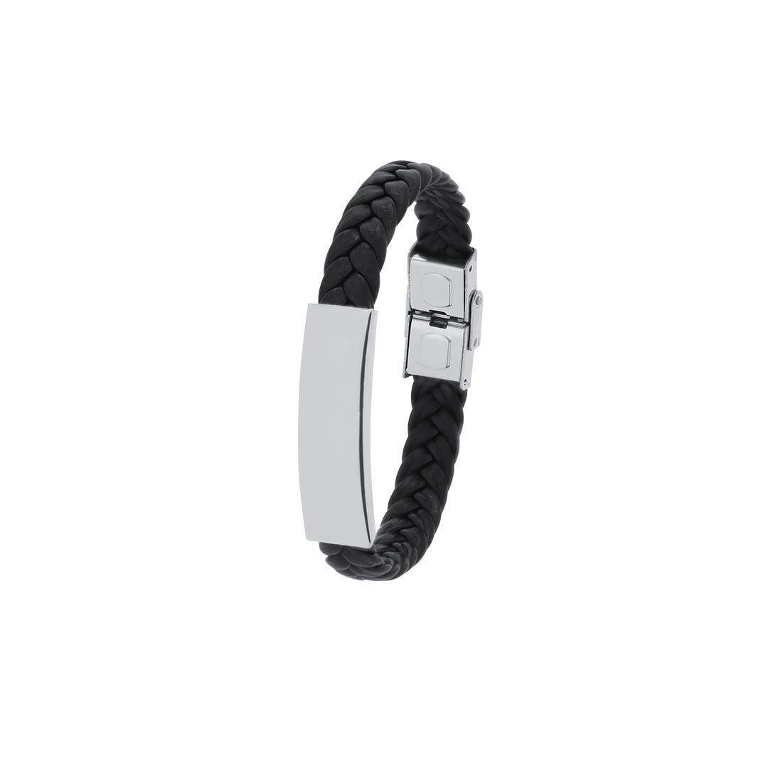 Bracelet en simili cuir noir Mubark