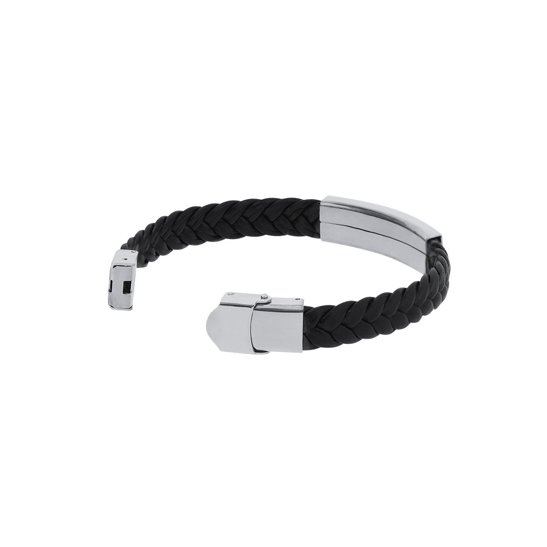 Bracelet en simili cuir noir Mubark