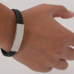 Bracelet en simili cuir noir Mubark