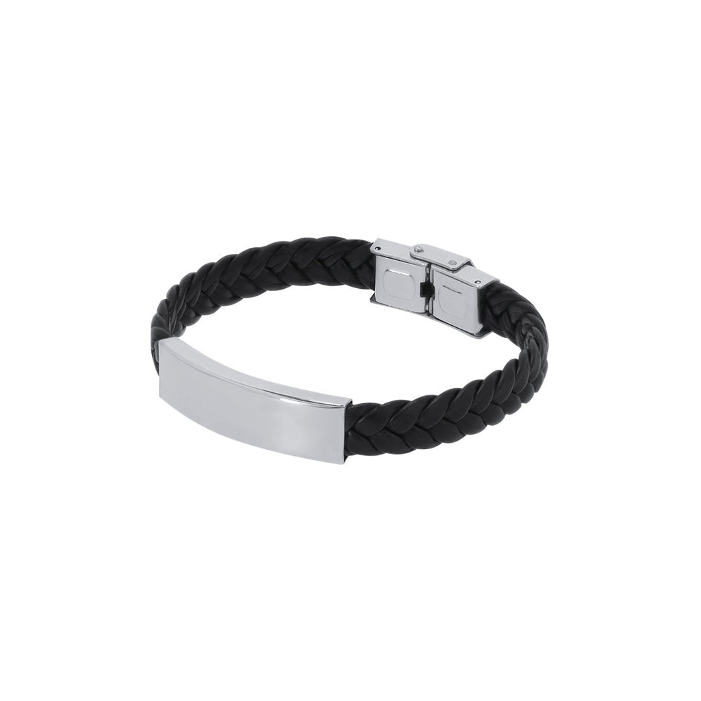 Bracelet en simili cuir noir Mubark