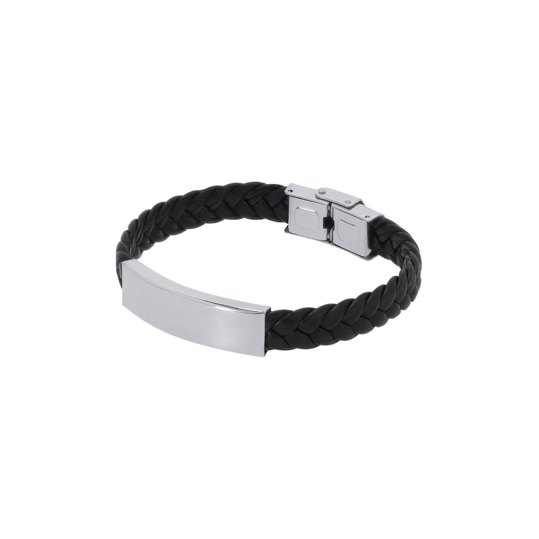 Bracelet en simili cuir noir Mubark