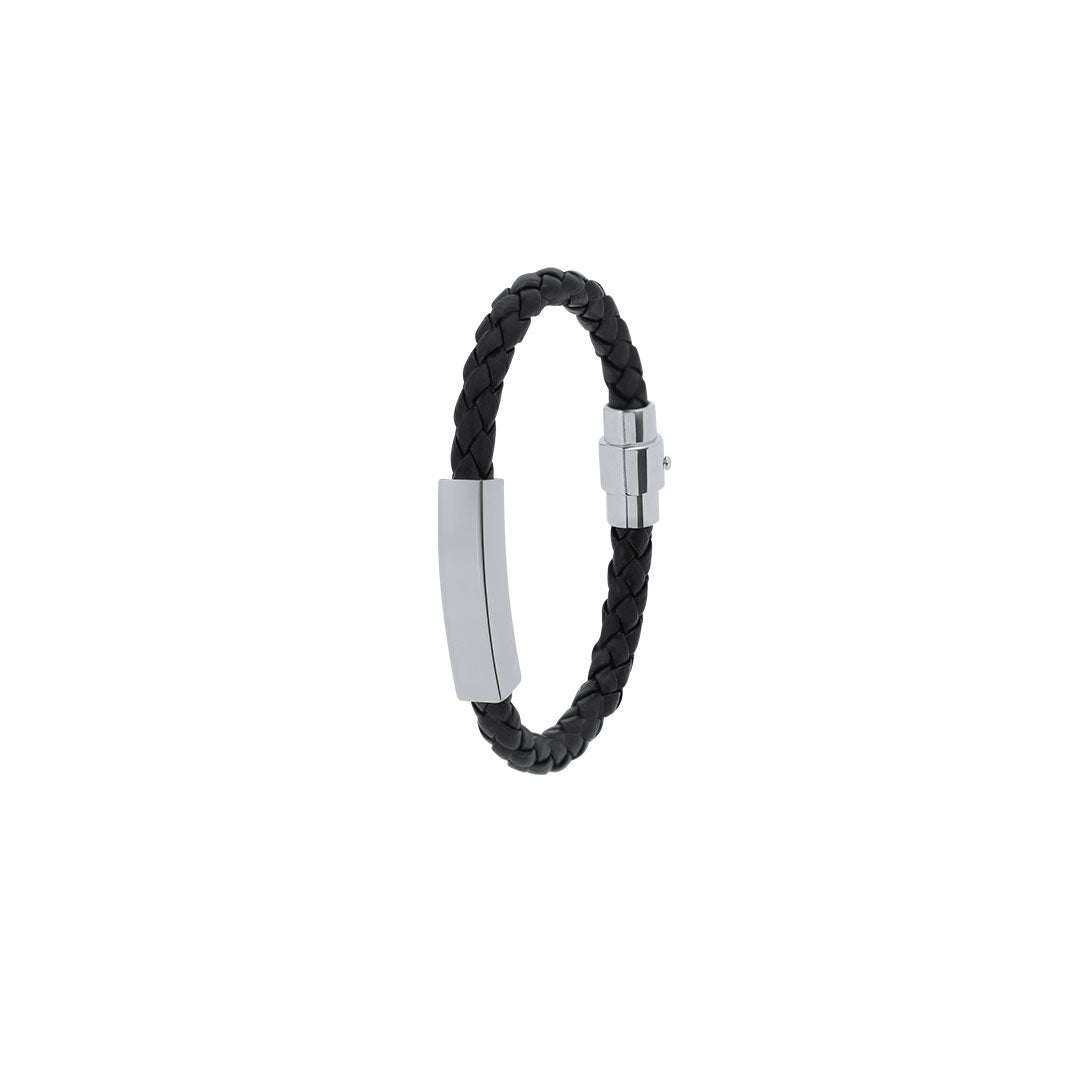 Bracelet en simili cuir noir Karasef