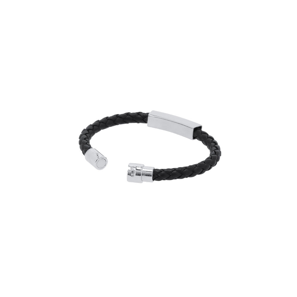 Bracelet en simili cuir noir Karasef