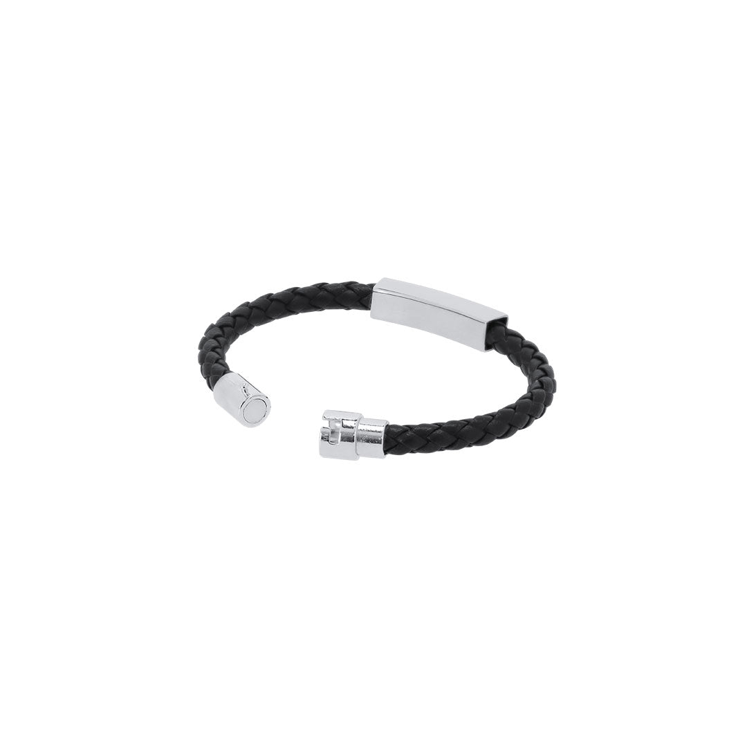 Bracelet en simili cuir noir Karasef