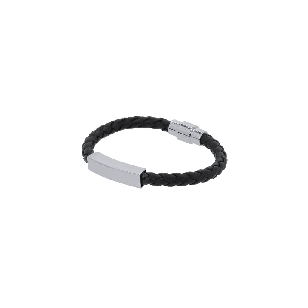 Bracelet en simili cuir noir Karasef