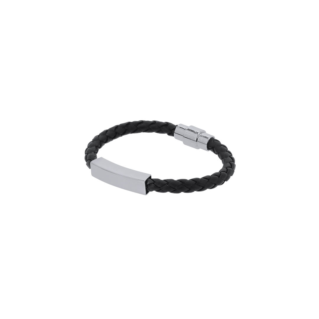 Bracelet en simili cuir noir Karasef