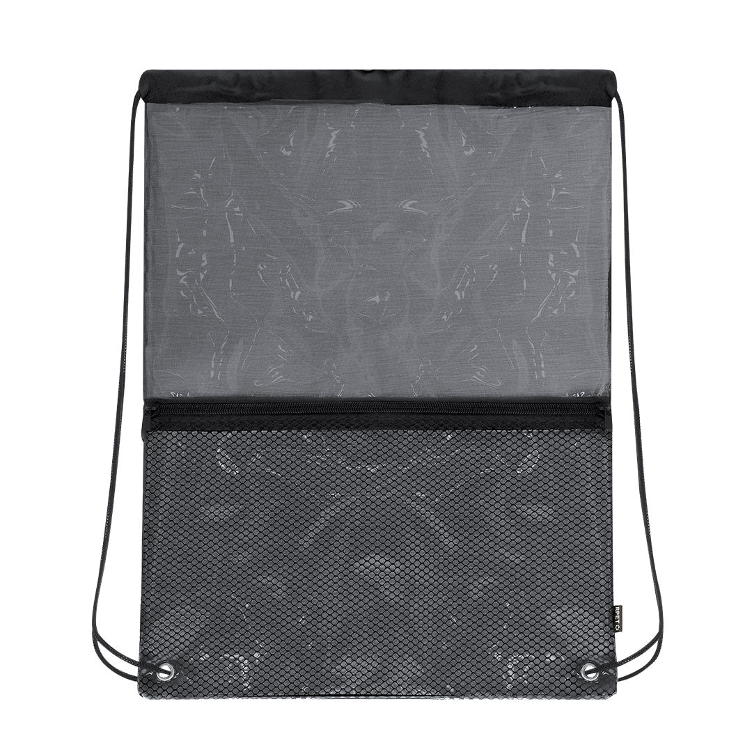 Sac à cordon en RPET, avec un compartiment principal au design transparent Lamdy