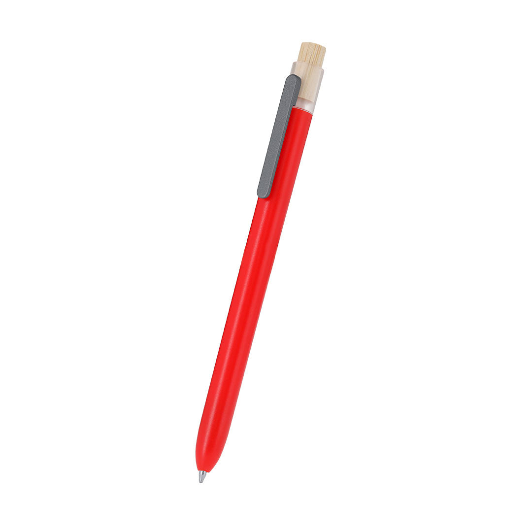 Stylo fabriqué en RABS. Dispose d'un clip en métal et d'un mécanisme à bouton fabriqué en bambou Pelnak