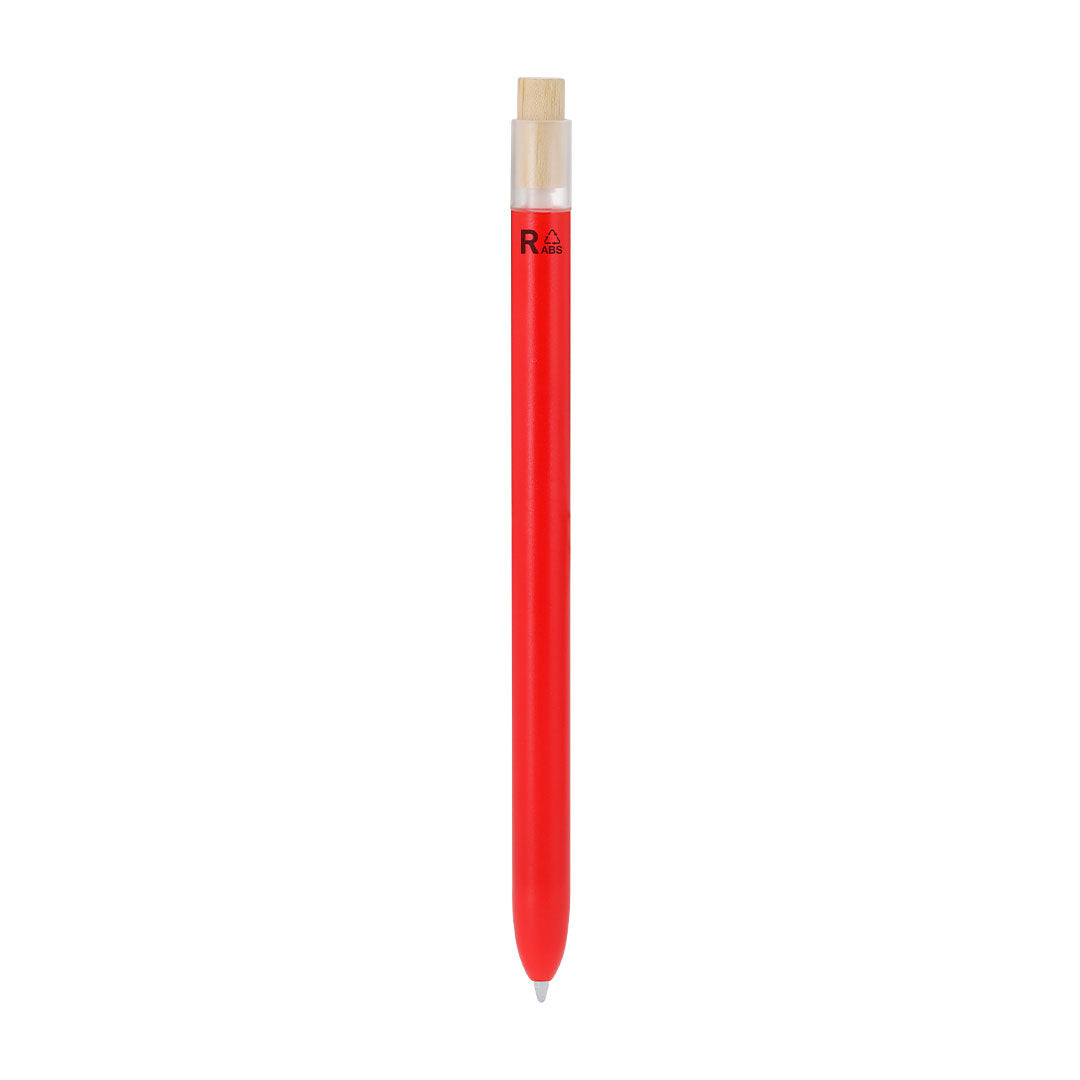 Stylo fabriqué en RABS. Dispose d'un clip en métal et d'un mécanisme à bouton fabriqué en bambou Pelnak