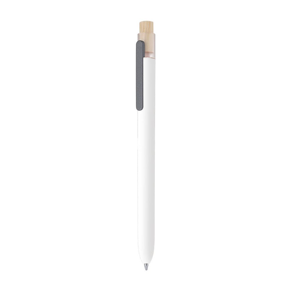 Stylo fabriqué en RABS. Dispose d'un clip en métal et d'un mécanisme à bouton fabriqué en bambou Pelnak