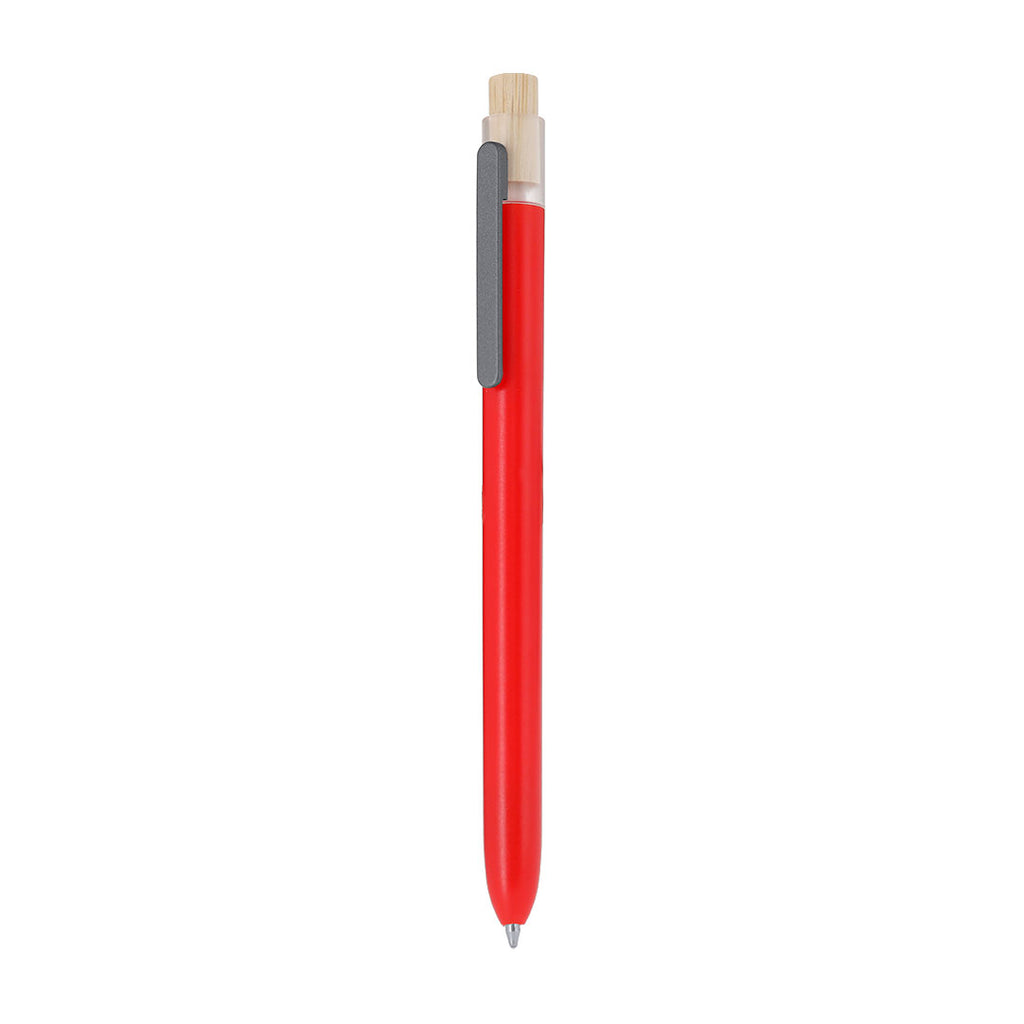 Stylo fabriqué en RABS. Dispose d'un clip en métal et d'un mécanisme à bouton fabriqué en bambou Pelnak