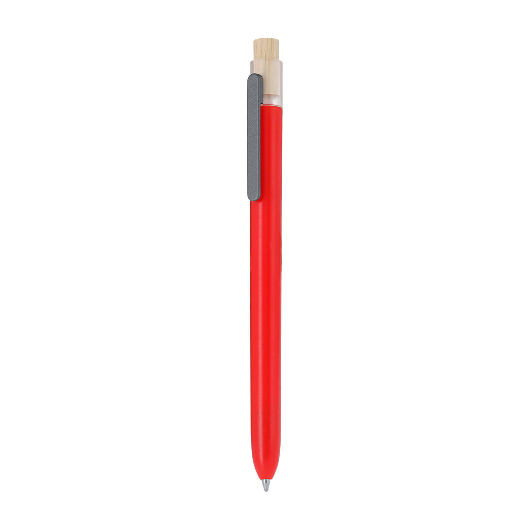 Stylo fabriqué en RABS. Dispose d'un clip en métal et d'un mécanisme à bouton fabriqué en bambou Pelnak