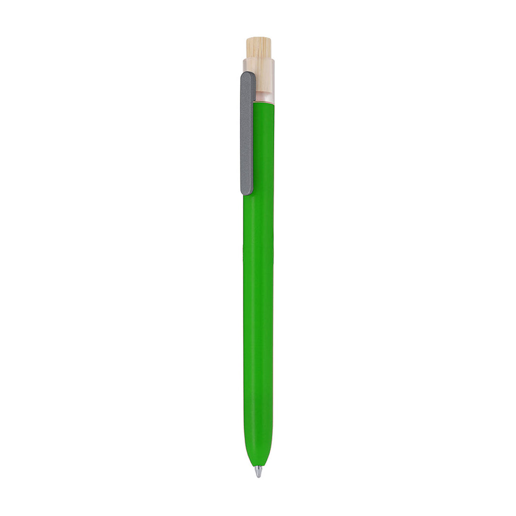 Stylo fabriqué en RABS. Dispose d'un clip en métal et d'un mécanisme à bouton fabriqué en bambou Pelnak