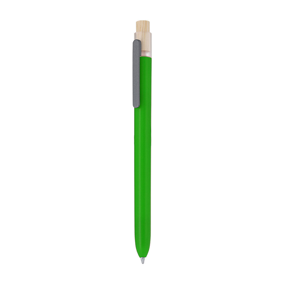 Stylo fabriqué en RABS. Dispose d'un clip en métal et d'un mécanisme à bouton fabriqué en bambou Pelnak
