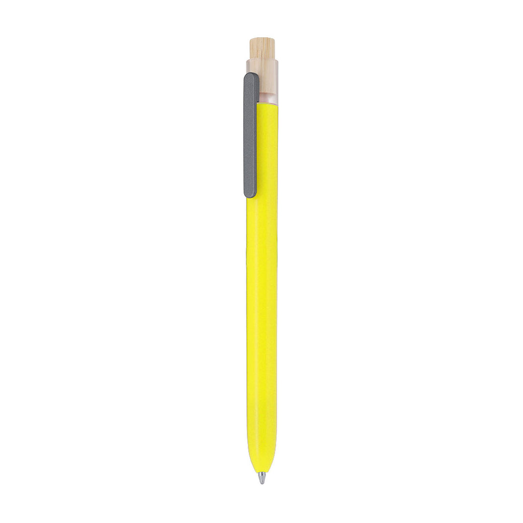 Stylo fabriqué en RABS. Dispose d'un clip en métal et d'un mécanisme à bouton fabriqué en bambou Pelnak