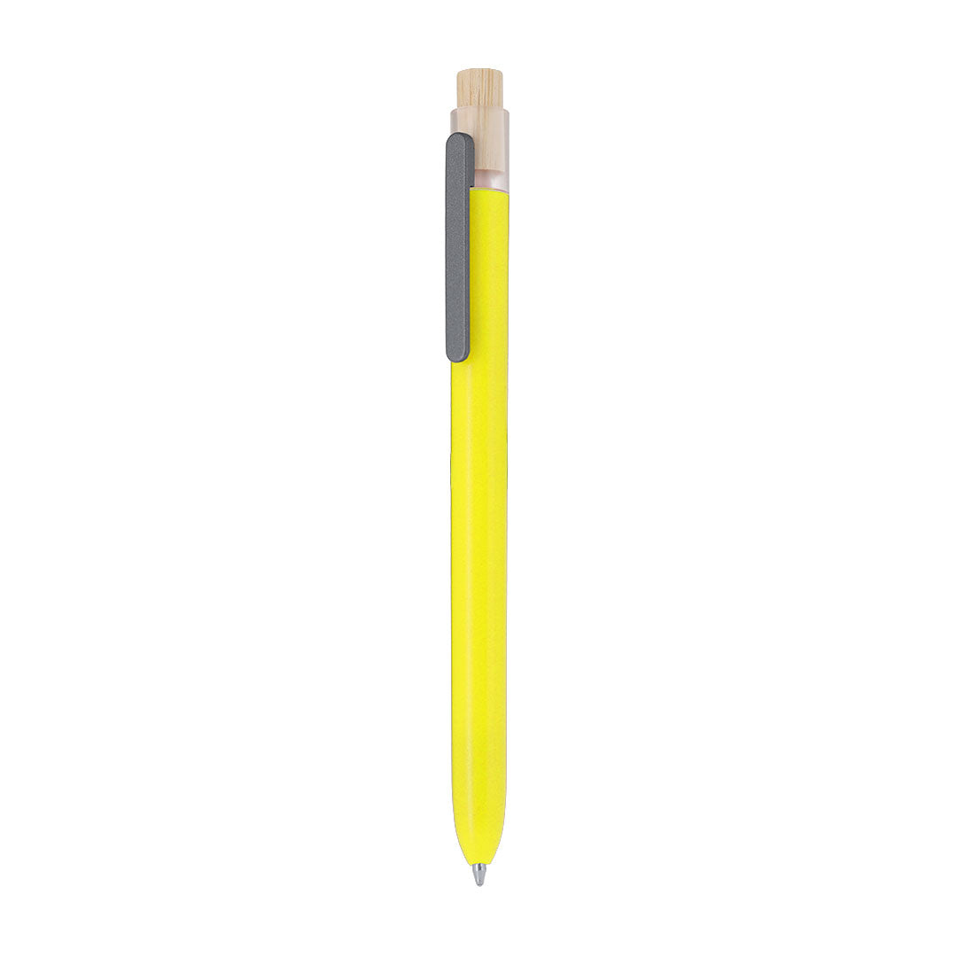 Stylo fabriqué en RABS. Dispose d'un clip en métal et d'un mécanisme à bouton fabriqué en bambou Pelnak