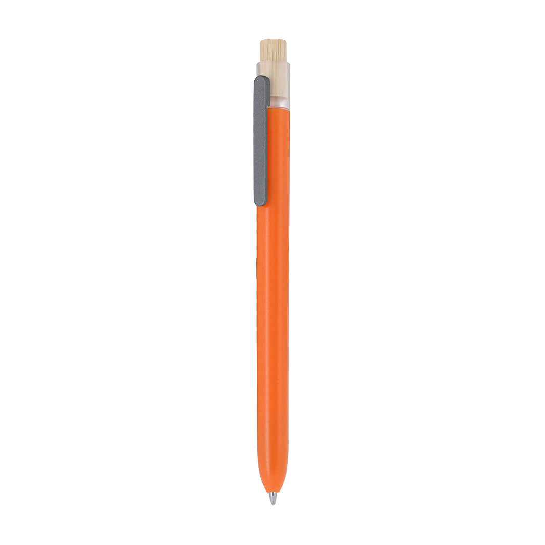 Stylo fabriqué en RABS. Dispose d'un clip en métal et d'un mécanisme à bouton fabriqué en bambou Pelnak
