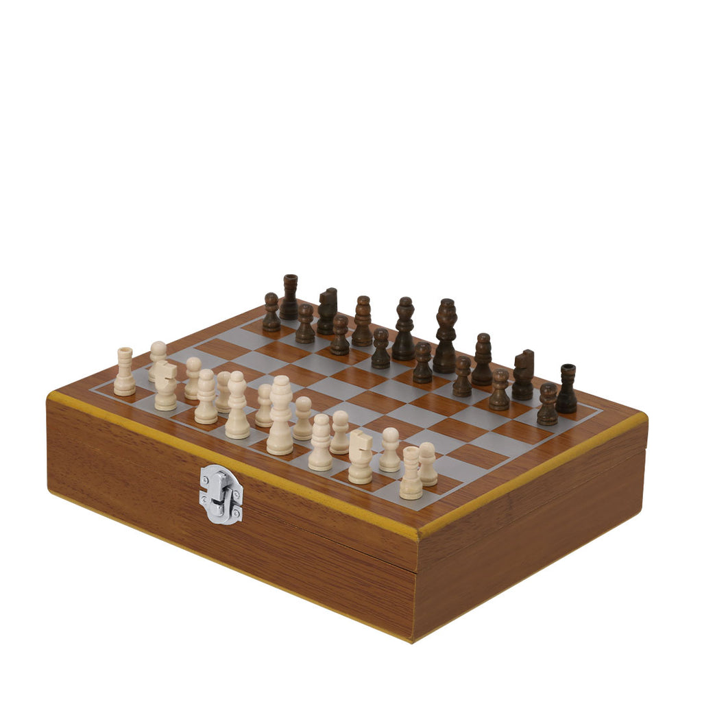 Set 3 en 1 flasque avec finition en bois et échiquier  Menzie