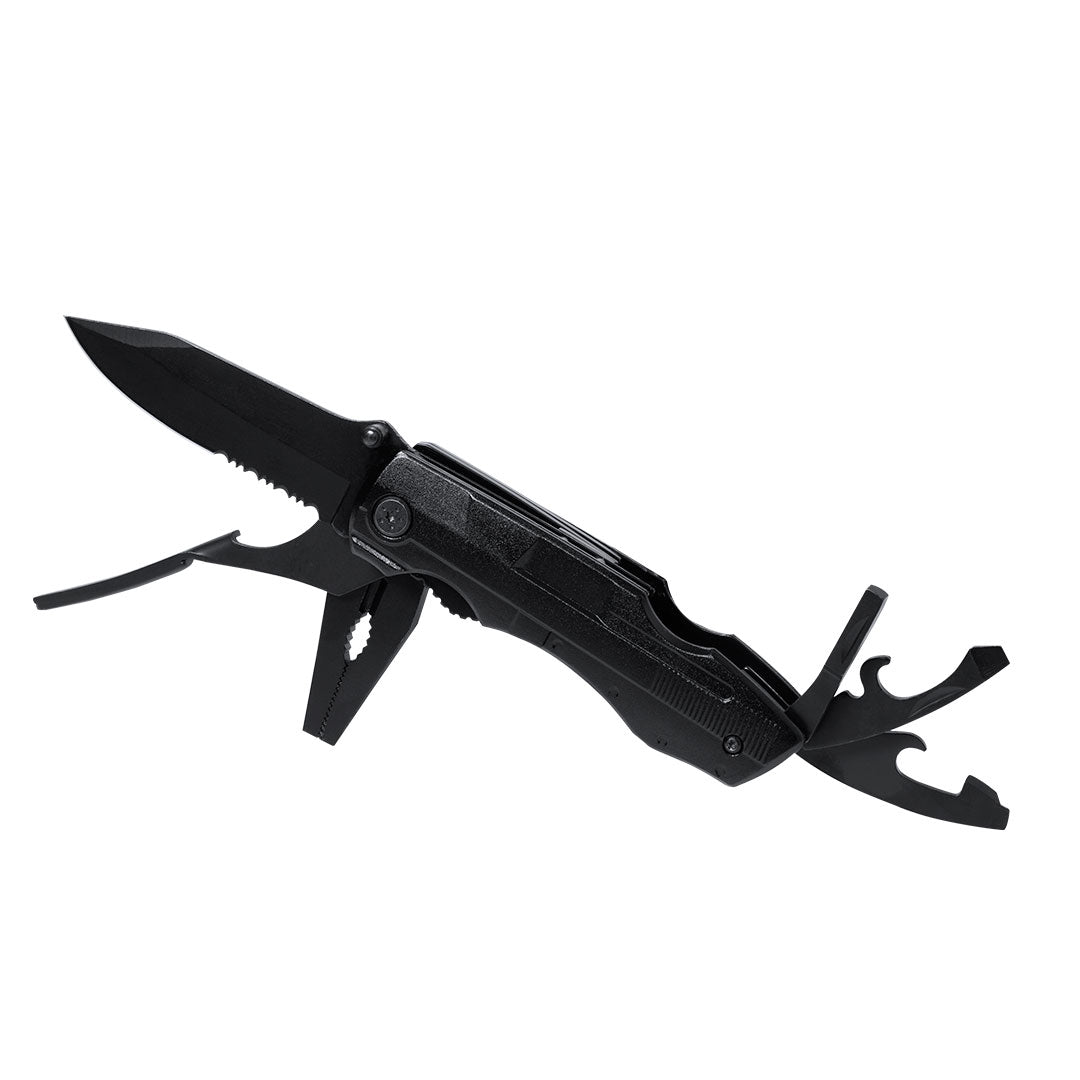 Couteau multifonction avec finition noire en acier inoxydable et poignée en aluminium Eliana