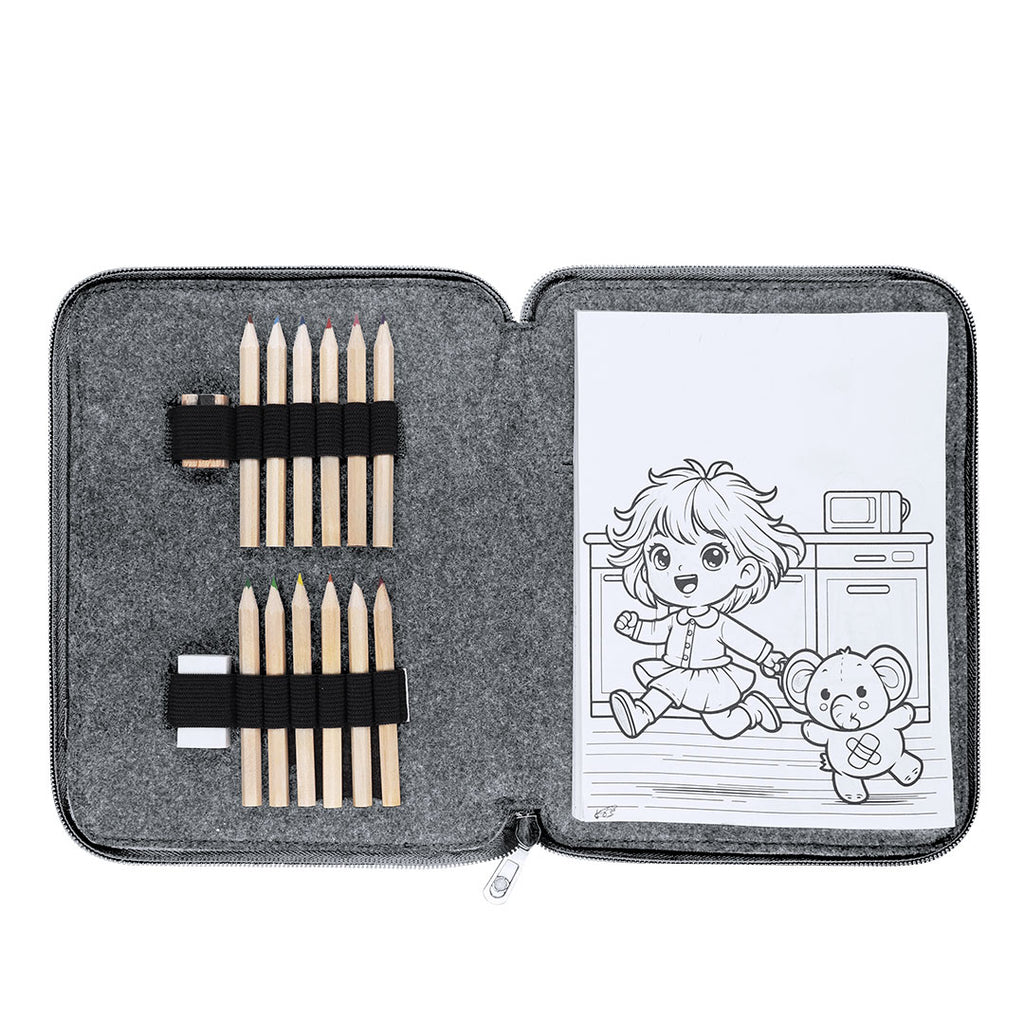 Set de crayons pour enfant de couleur dans une trousse fabriquée en feutre RPET Shepher