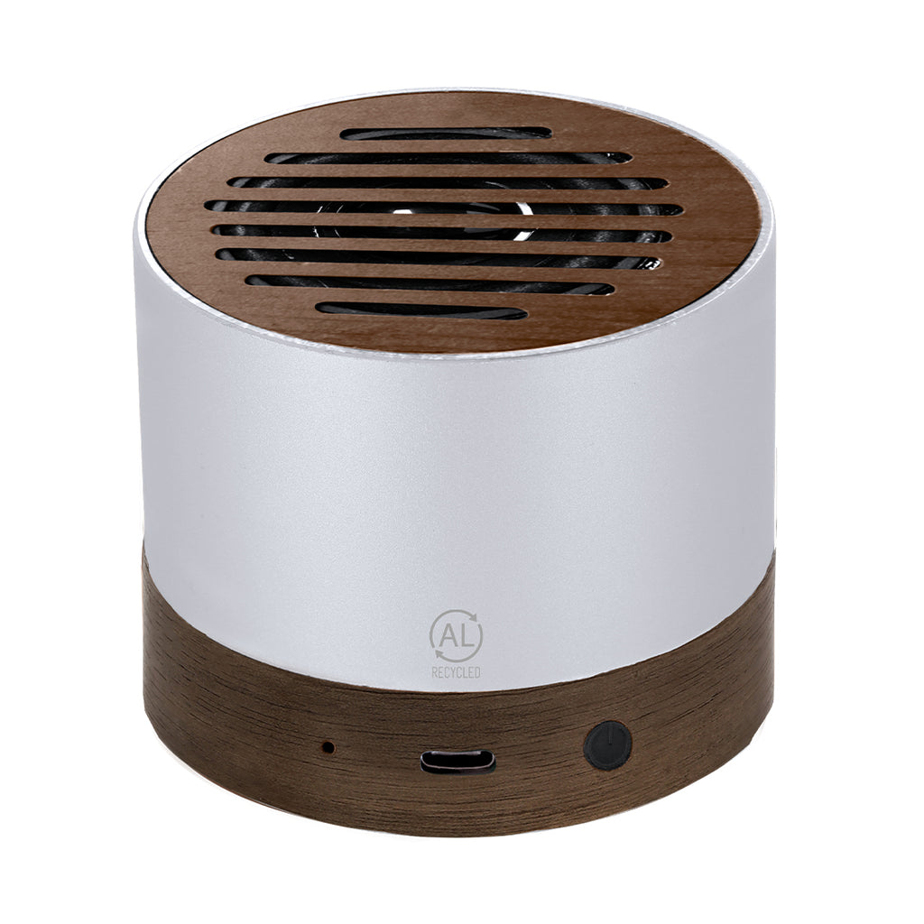 Enceinte Bluetooth fabriqué en aluminium recyclé avec bois de noyer Kolin