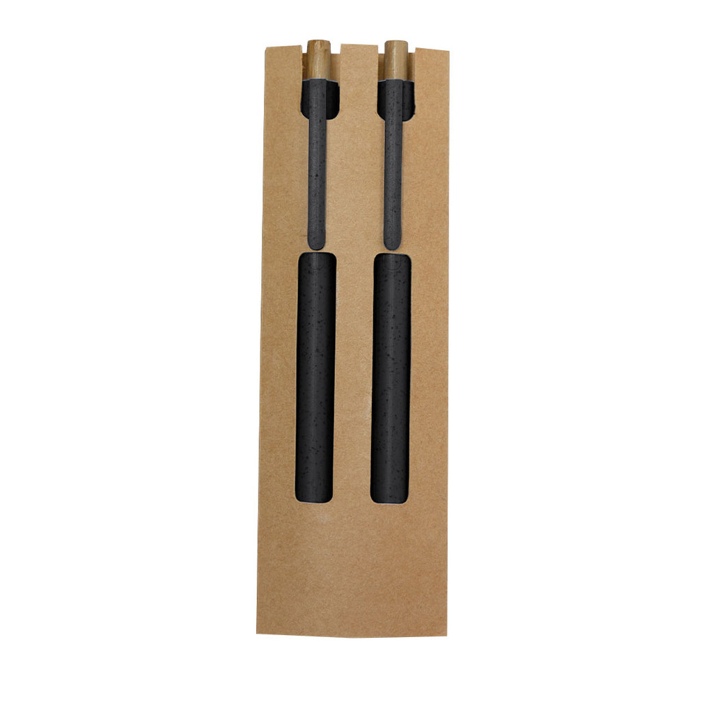 Set de stylo et crayon éternel fabriqués en paille de blé et bambou Okafor