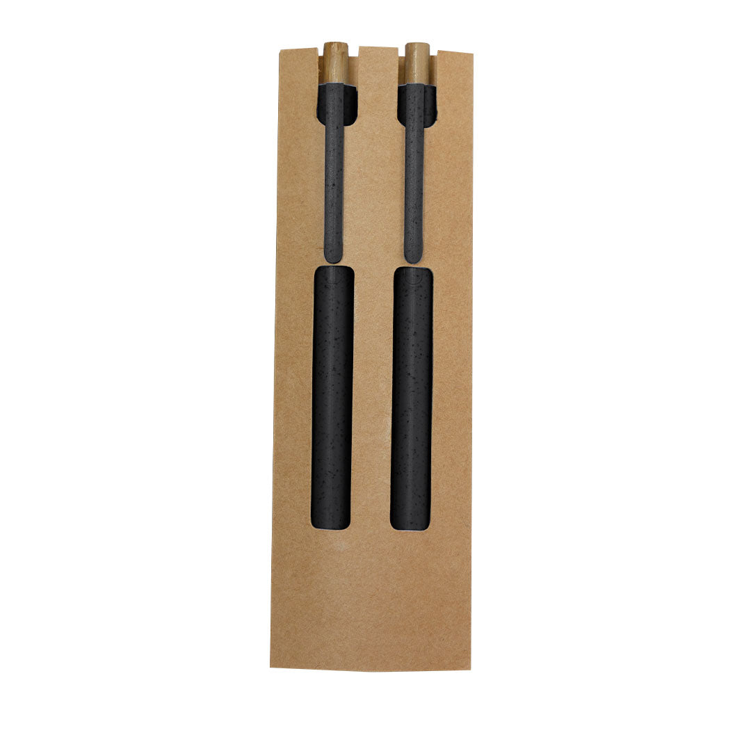 Set de stylo et crayon éternel fabriqués en paille de blé et bambou Okafor