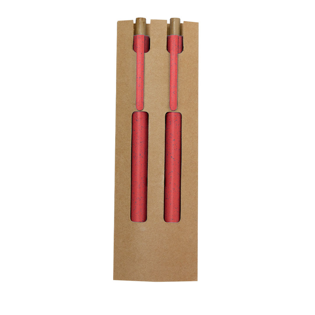 Set de stylo et crayon éternel fabriqués en paille de blé et bambou Okafor