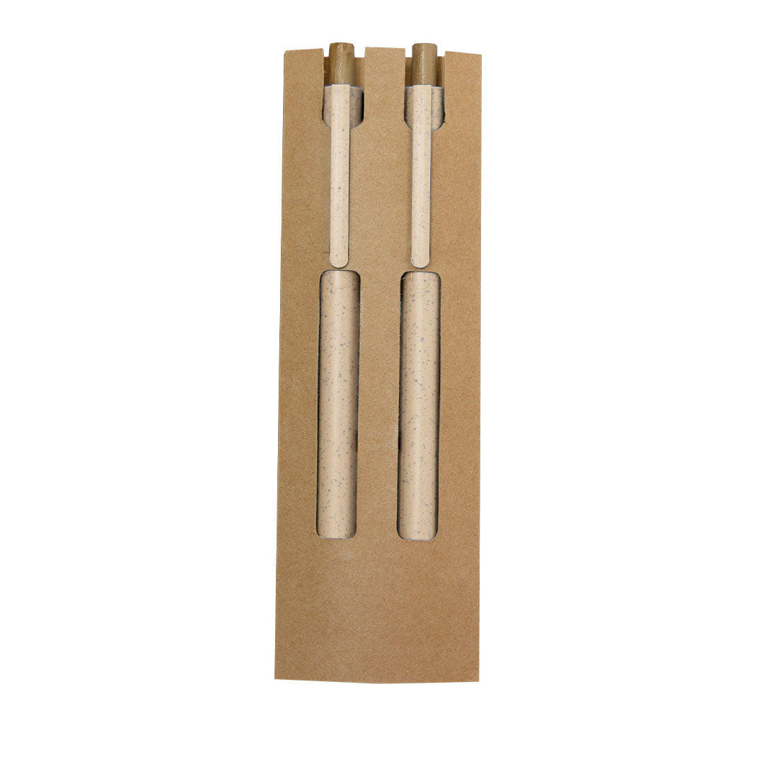 Set de stylo et crayon éternel fabriqués en paille de blé et bambou Okafor