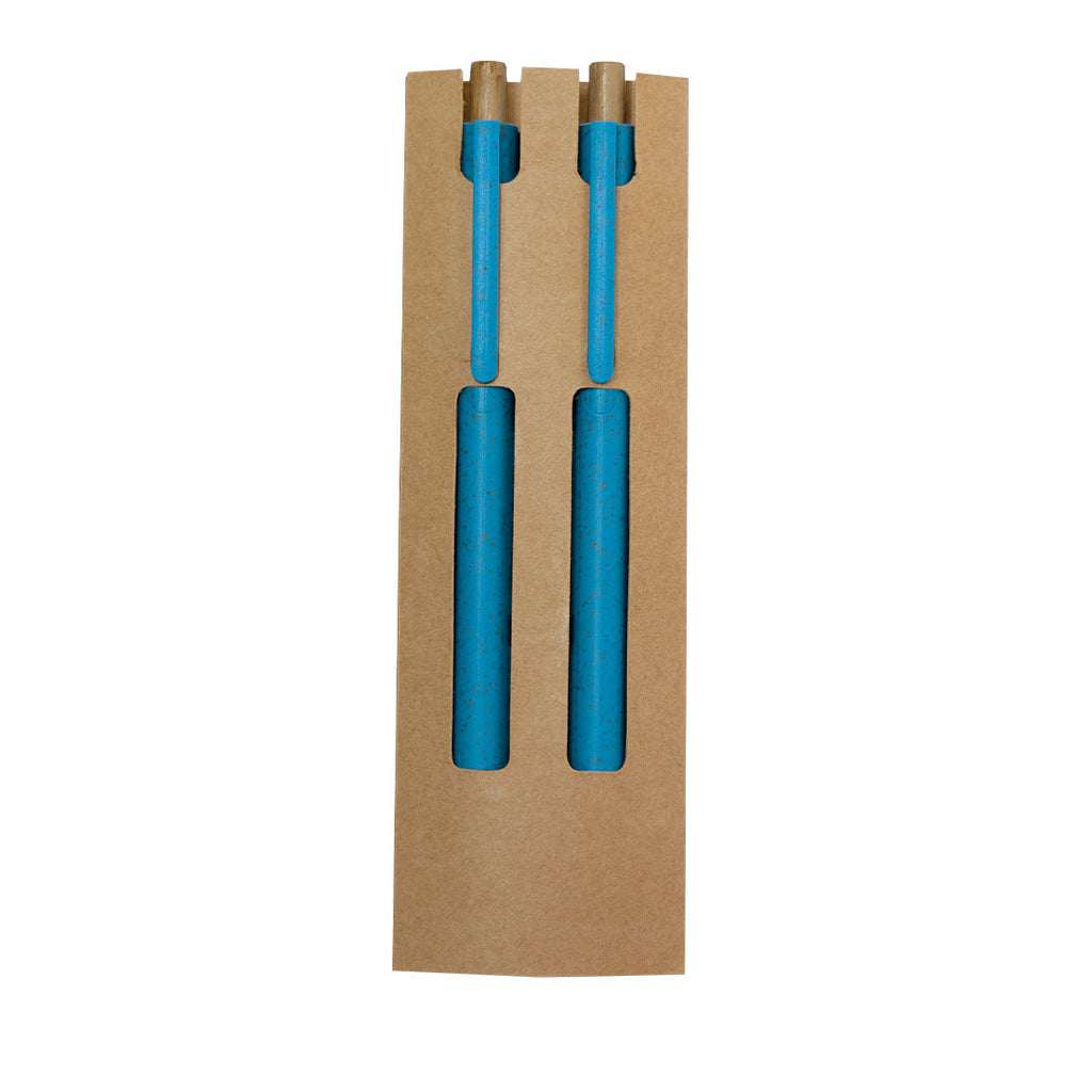 Set de stylo et crayon éternel fabriqués en paille de blé et bambou Okafor