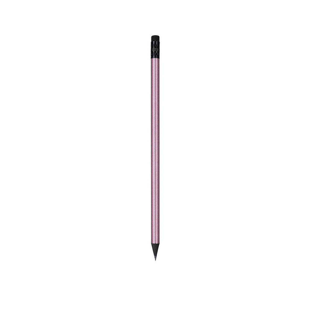 Crayon couleur métallisé avec intérieur noir fabriqué en bois, inclut une gomme de couleur noire, avec mine noire