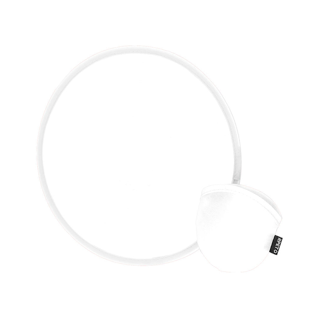 Frisbee pliable blanc en RPET Avec une housse individuelle assortie et un système de pliage simple pour un format compact
