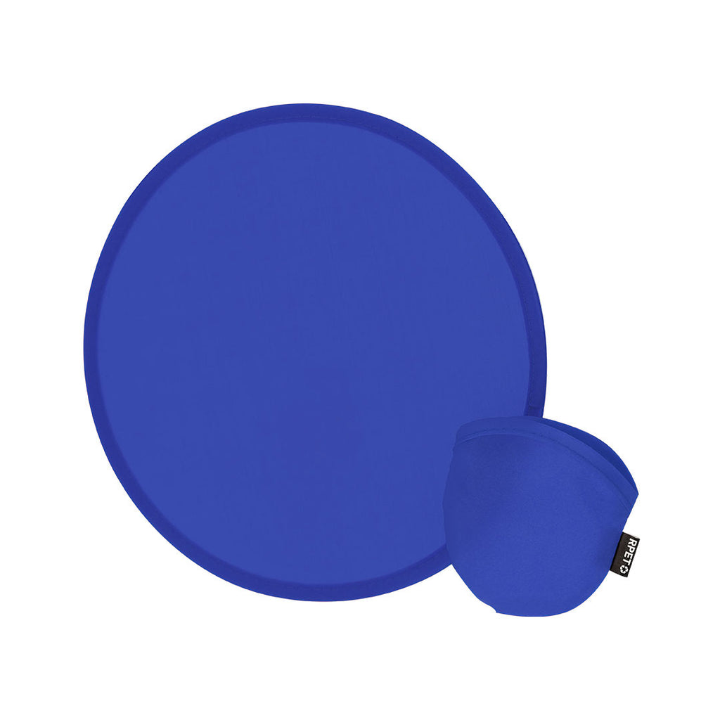 Frisbee pliable bleu en RPET Avec une housse individuelle assortie et un système de pliage simple pour un format compact