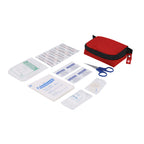 Kit d'urgence 20 pièces dans un étui : compresses, bandages, serviettes avec alcool, ruban adhésif, épingles et ciseaux