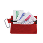 Kit d'urgence 14 pièces dans un étui : compresses, bandages, serviettes avec alcool, ruban adhésif, lingette pour les piqûres