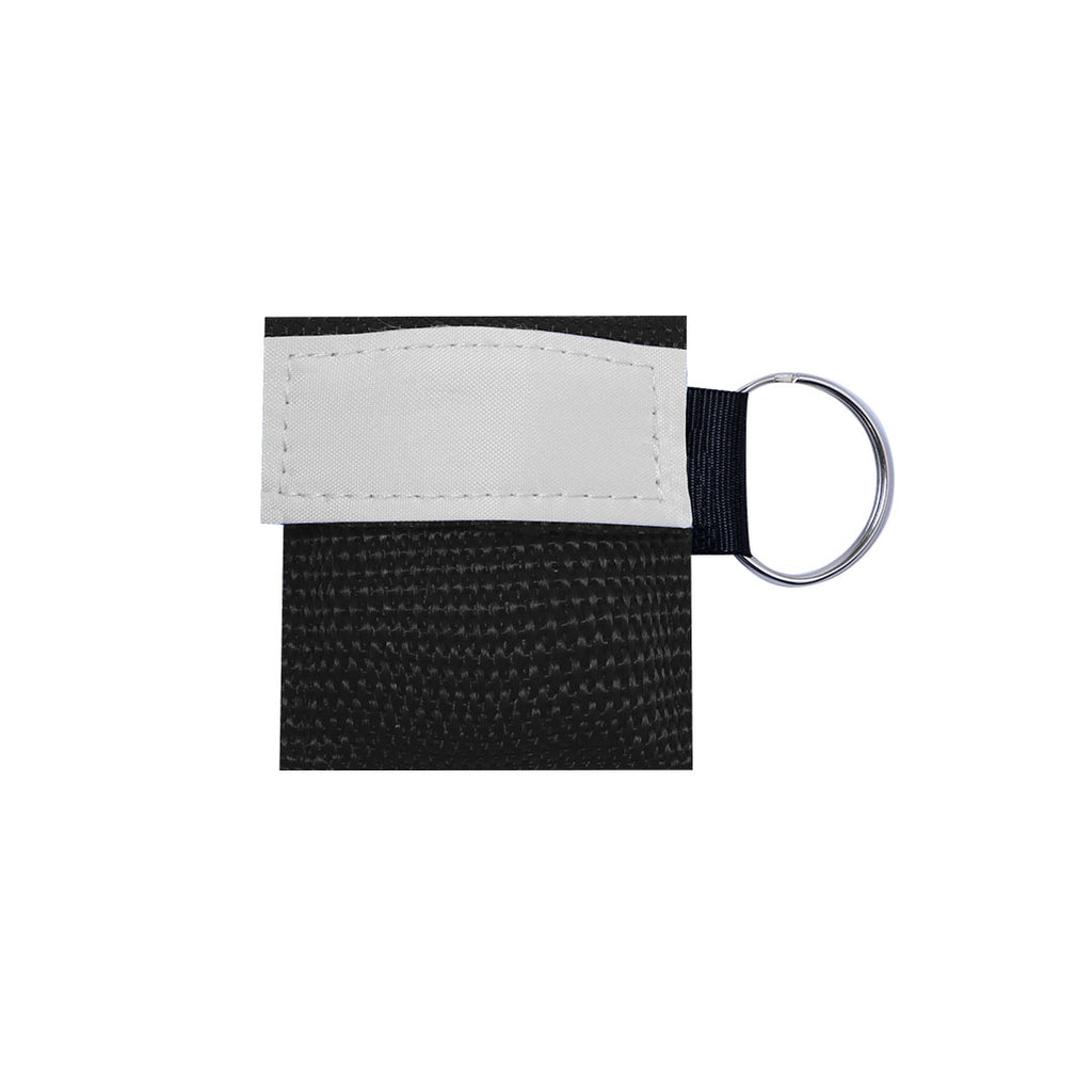 Porte-clés de masque compact dans un petit sac en polyester avec fermeture Velcro et anneau métallique